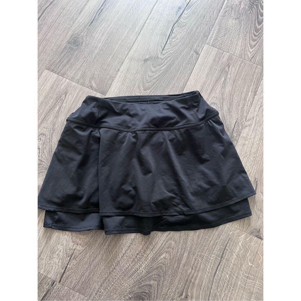 ATHLETA Women Skort Golf Black Layered Skirt Shorts Running Size Medium S